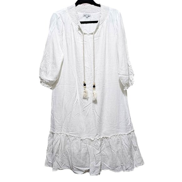 Yakira Bella Other - Yakira Bella White Boho Dress M Viscose Linen Blend